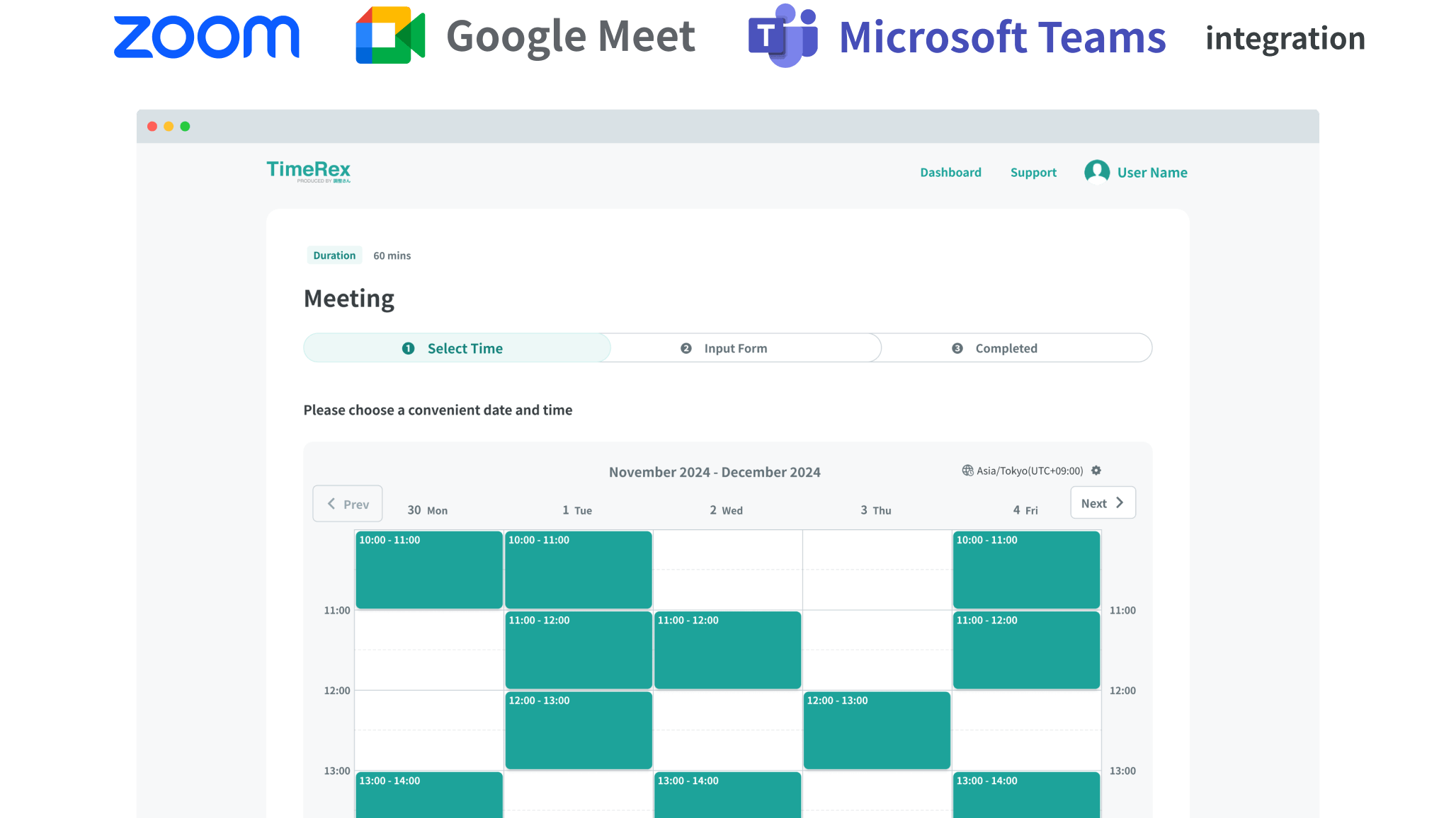 Image of TimeRex's calendar page
